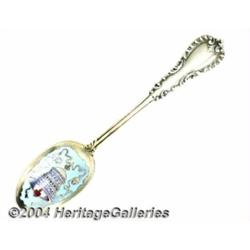 A SILVER AND ENAMEL CHRISTMAS SPOON