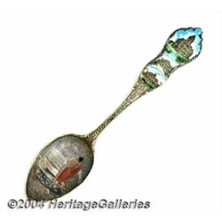 A SILVER AND ENAMEL BOWL MICHIGAN SOUVENIR SPOON