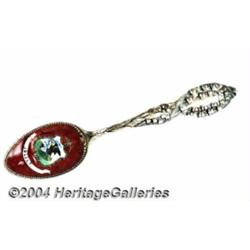 A SILVER AND ENAMEL ILLINOIS SOUVENIR SPOON