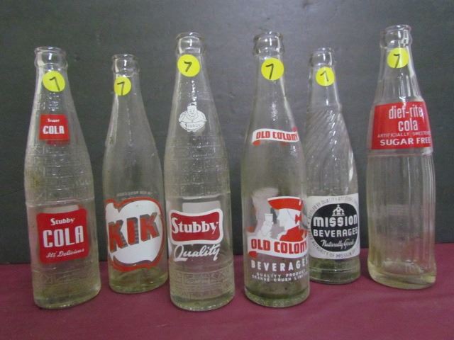 6 Vintage Glass Bottles Diet Rite Mission Bev Naturally Good Old Colony Orange Crush Stubby Kik 6 Vintage Glass Bottles Diet Rite Mission Bev Naturally Good Old Colony Orange Crush Stubby Kik