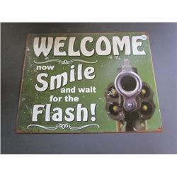 Smile For The Flash-Repro Sign Gun Photo- Chris Boswell 16x12.5