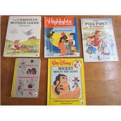 5 Vintage Children's Books-The Pied Piper,Fun With A Purpose,The Christian Mother Goose,Best In Chil