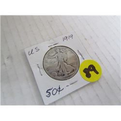 1919-S Walking Liberty U.S. 50 cent piece