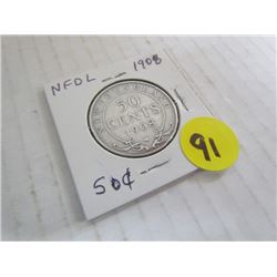 1908 Newfoundland 50cent piece