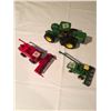 Image 1 : 3 Items: John Deere 4 wheel tractor, John Deere Combine, mini turbo, Case 2166 Combine mini