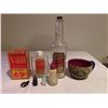 Image 1 : Kashmir Bottle, Vam bottle & box, Lepages Glue, guitar pick, mug 1940
