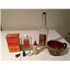 Image 2 : Kashmir Bottle, Vam bottle & box, Lepages Glue, guitar pick, mug 1940