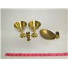 Image 1 : India Brass Lot -2 Goblets, shoe, Vase,dish