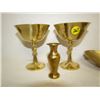 Image 2 : India Brass Lot -2 Goblets, shoe, Vase,dish
