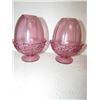 Image 2 : Dusty Pink Depression Glass Lot-2 Covered Candle Holders + Fluted Bowl