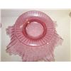 Image 5 : Dusty Pink Depression Glass Lot-2 Covered Candle Holders + Fluted Bowl