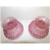 Image 6 : Dusty Pink Depression Glass Lot-2 Covered Candle Holders + Fluted Bowl