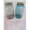 Image 1 : 2- 1gt Glass Sealers (Mason Fruit Jar-Clear)  (Ball Perfect Mason-Blue )with lids