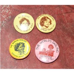 4 Shirley Temple Pin Back Buttons