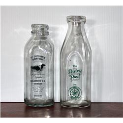 D Dutchmen Dairy Ltd, Sicamous B.C. and Dairly Pool Milk Bottles
