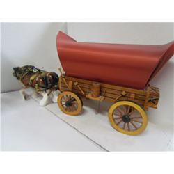 Wooden wagon Lamp with China Horses-Works (2 Horses )