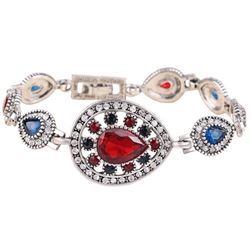 BRACELET - VINTAGE STYLE CRAFTING OF GEMS IN GERMAN STERLING SILVER SETTING WITH 18K GOLD FINISH - R