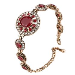 BRACELET - VINTAGE STYLE CRAFTING OF GEMS IN GERMAN STERLING SILVER SETTING WITH 18K GOLD FINISH - R