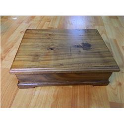 JEWELRY BOX (ALL WOOD) & CONTENTS 13.5 X 9.5 X 4.5"