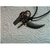 Image 5 : ROPE NECKLACE WITH 5 PENDANTS - HORN, CROSS, TAG & 2 RINGS