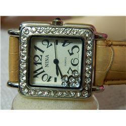 WATCH - NINA - RHINESTONES AROUND FACE AND FLOATING RHINESTONES BETWEEN GLASS