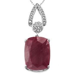 *NECKLACE SET - EXTRA LARGE CUSION CUT 11.19 CARAT GENUINE BURGUNDY RUBY & 29 GENUINE DIAMONDS IN 92
