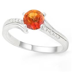 *RING -  3/4 CARAT AZOTIC GEMSTONE & GENUINE DIAMONDS IN 925 STERLING SILVER SETTING - SZ 8 - INCLUD