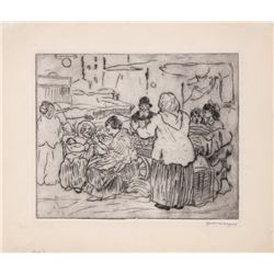 Jerome Myers, On Rivington Street - Lower East Side, Drypoint Etching