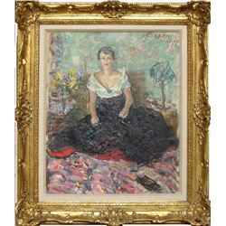 Dimitrie Berea, Young Girl Seated, Dorkimes, London, Oil Painting