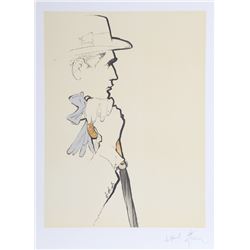 Rene Gruau, Pensive Man with Gloves, Lithograph