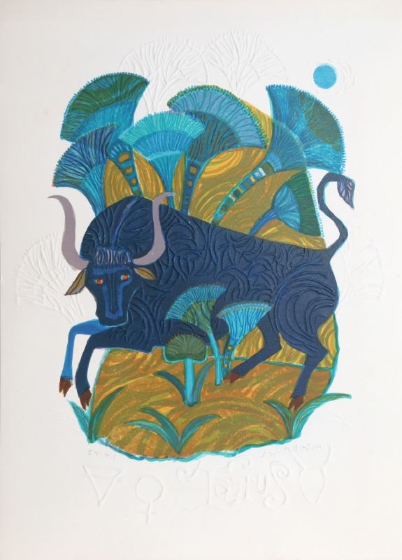 American Dream Circa 1960 >> Judith Bledsoe Taurus From The Zodiac Of Dreams Series Lithograph American Dream Circa 1960 >> Judith Bledsoe Taurus From The Zodiac Of Dreams Series Lithograph