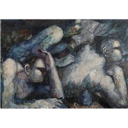 Ennio Calabria, Coal Miners Trapped, Oil Painting