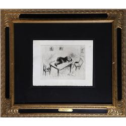 Marc Chagall, Man on Table from Les Ames Mortes (Nikolai Gogol), Etching
