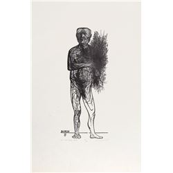 Leonard Baskin, Man with Spring Flowers, Lithograph