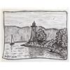 Image 1 : Konstantin Bokov, Lighthouse and Sailboat, Charcoal and Ink Drawing