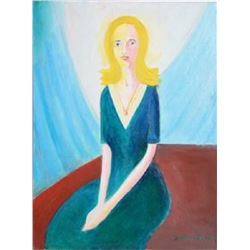 Joseph G. Perri, Girl with Yellow Hair and Blue Dress - 2, Oil Painting