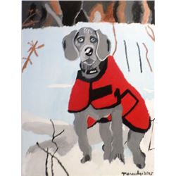 Mercedes Kelly, Winter Weimaraner, Acrylic Painting