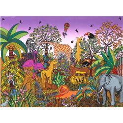 Miguel Garcia Ceballos, Jungle Scene with Animals, Silkscreen