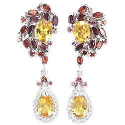 NATURAL CITRINE GARNET RHODOLITE Earrings