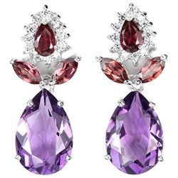 NATURAL AMETHYST RHODOLITE GARNET Earrings