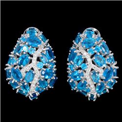 Natural Rare Brazil Neon Blue Apatite Earrings