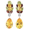 Image 1 : Natural YELLOW CITRINE  Garnet Peridot Earrings