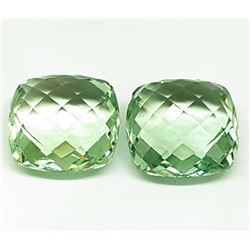 Natural Cushion Double Checker Green Amethyst Pair - FL