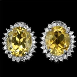 NATURAL 10X8 MM. ORANGISH YELLOW CITRINE EARRINGS