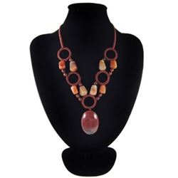 Natural Diamond Polished Stone Hand Made Necklace