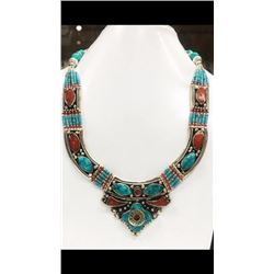 Tibet Hand Made Turquoise & Coral Necklace