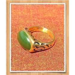 Antique Natural Jade & Solid Gold (Heavy) Ring