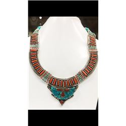 Tibet Hand Made Turquoise & Coral Necklace