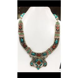 Tibet Hand Made Turquoise & Coral Necklace