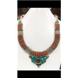 Tibet Hand Made Turquoise & Coral Necklace